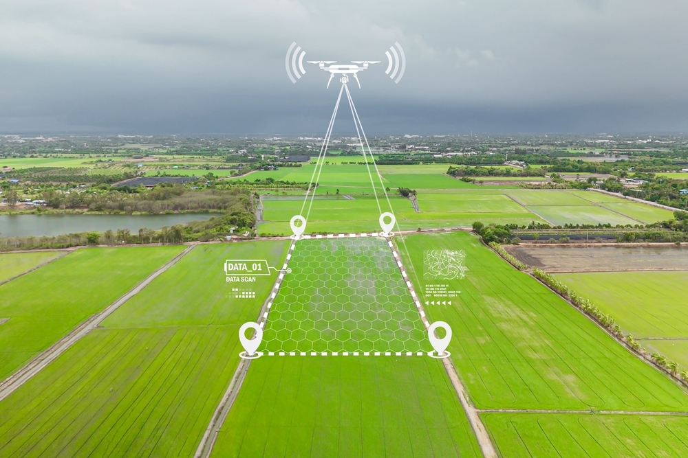 Drone,Gps,Positioning,System,,Aerial,View,Land,Plot.,Site,Survey